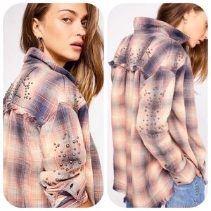 Free People Take Me On Plaid Oversized Flannel